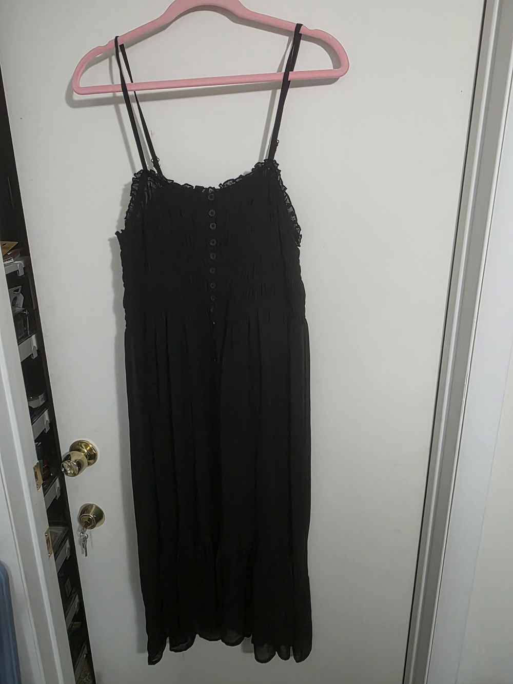 TOrrid Size 2 Black Smocked Button-Front Spaghetti Strap Dress